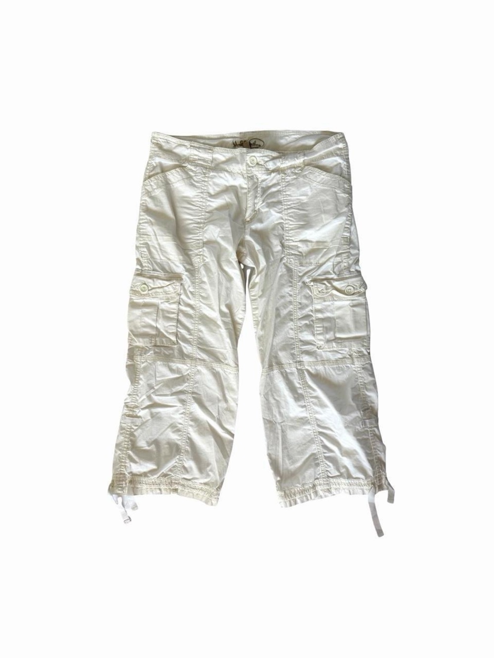 Vintage Hollister White Cargo Capri Pants - Lightweight Casual